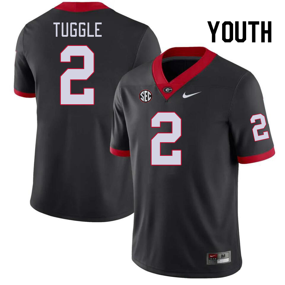 Youth #2 Nitro Tuggle Georgia Bulldogs College Football Jerseys Stitched-Black